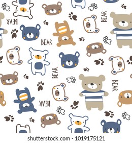 seamless pattern with teddy bear, childish background for textile fabric or wrapping paper