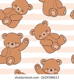 Seamless pattern with Teddy Bear cute vector art 