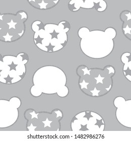 seamless pattern with teddy bear head vector illustration, star patterned teddy bear head vector