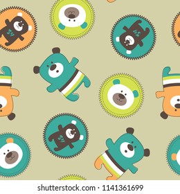 seamless pattern with teddy bear vector illustration