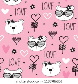 seamless pattern with teddy bear vector illustration