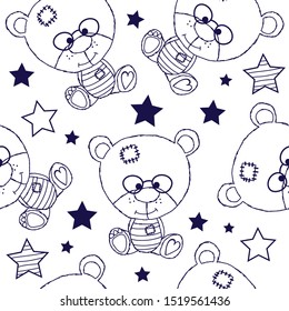 seamless pattern with teddy bear vector illustration