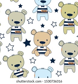 seamless pattern with teddy bear vector illustration