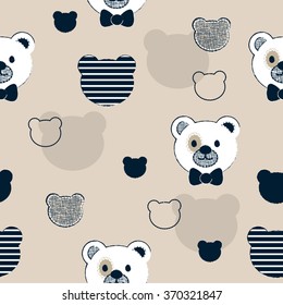 seamless pattern with teddy bear vector illustration