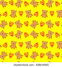 Seamless pattern with teddy bear vector illustration