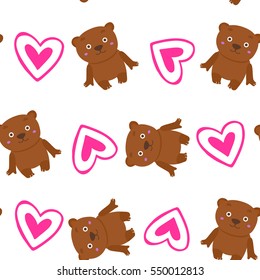 Seamless pattern with teddy bear vector illustration