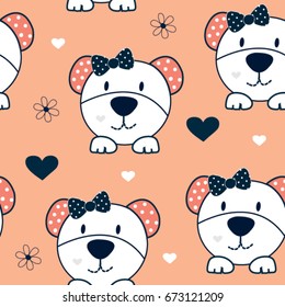seamless pattern with teddy bear, vector textile fabric print, wrapping paper vector illustration