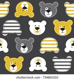 seamless pattern with teddy bear vector illustration