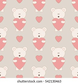 Seamless pattern with teddy bear for wedding or valenyine's day.