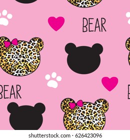 seamless pattern with teddy bear, wrapping paper, bedding pattern for kids vector illustration