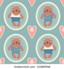 Seamless pattern with teddy bears.