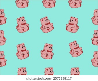 seamless pattern with teddy bears. teddy bear hand drawn. Teddy bear seamless pattern.teddy bear vector illustration