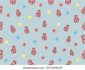 seamless pattern with teddy bears. teddy bear hand drawn. Teddy bear seamless pattern.teddy bear vector illustration