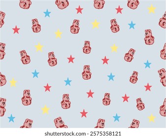 seamless pattern with teddy bears. teddy bear hand drawn. Teddy bear seamless pattern.teddy bear vector illustration