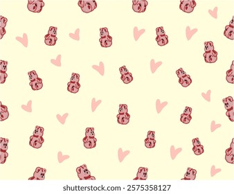 seamless pattern with teddy bears. teddy bear hand drawn. Teddy bear seamless pattern.teddy bear vector illustration
