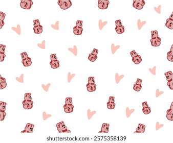 seamless pattern with teddy bears. teddy bear hand drawn. Teddy bear seamless pattern.teddy bear vector illustration