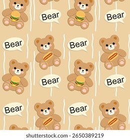 seamless pattern with teddy bears, fabric patterns, gift wrapping paper, phone case, notebook cover 