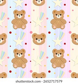 seamless pattern with teddy bears, fabric patterns, gift wrapping paper, notebook cover, phone case 