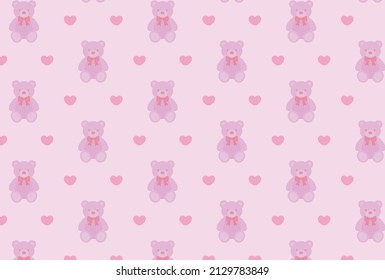 seamless pattern with teddy bears and hearts for banners, cards, flyers, social media wallpapers, etc.