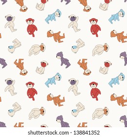 Seamless pattern with teddy bears on light background