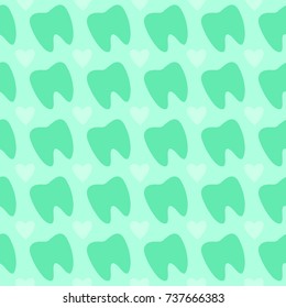 Seamless pattern with teeth and hearts.