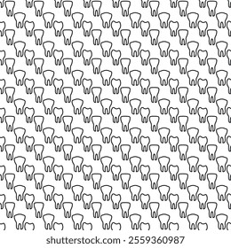 Seamless pattern with teeth, line drawing on dental theme