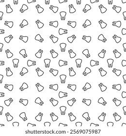 Seamless pattern with teeth, line drawing on dental theme