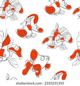 Seamless pattern with Telescope (goldfish). Vector illustration.