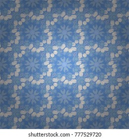 Seamless pattern template with ethnic ornate and abstract mandala in blue, brown and white colors. Lace pattern with tribal geometric pattern cards. Vector sketch for boho, authentic design.