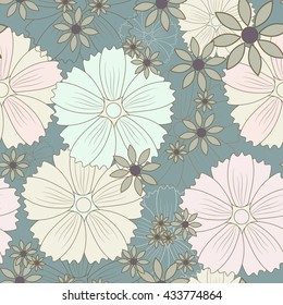 Seamless pattern with tender abstract flowers