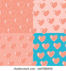 Seamless pattern with tender color hearts. Vector illustration