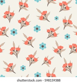Seamless pattern with tender small color flower buds. Vector background