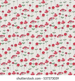 Seamless pattern with tender spring flowers. Vector illustration. 
