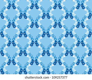 seamless pattern from tendril floral theme with blue flowers