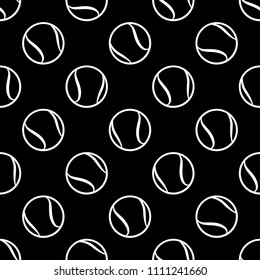 Seamless pattern with tennis ball graphics. Vector illustration. Ideal for wallpaper, packaging, fabric, textile, wrapping paper design and any kind of decoration.