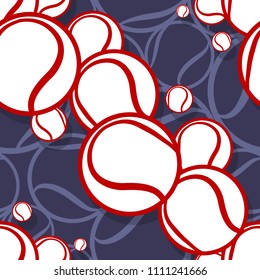 Seamless pattern with tennis ball graphics. Vector illustration. Ideal for wallpaper, packaging, fabric, textile, wrapping paper design and any kind of decoration.