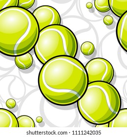 Seamless pattern with tennis ball graphics. Vector illustration. Ideal for wallpaper, packaging, fabric, textile, wrapping paper design and any kind of decoration.