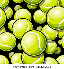 Seamless pattern with tennis ball graphics. Vector illustration. Ideal for wallpaper, packaging, fabric, textile, wrapping paper design and any kind of decoration.