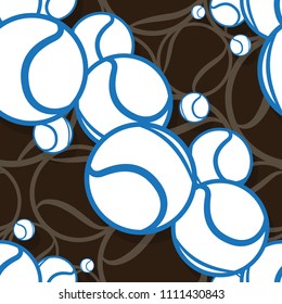 Seamless pattern with tennis ball graphics. Vector illustration. Ideal for wallpaper, packaging, fabric, textile, wrapping paper design and any kind of decoration.