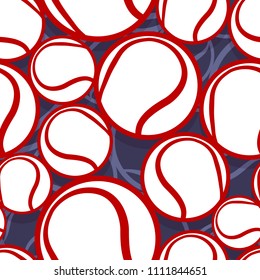 Seamless pattern with tennis ball graphics. Vector illustration. Ideal for wallpaper, packaging, fabric, textile, wrapping paper design and any kind of decoration.