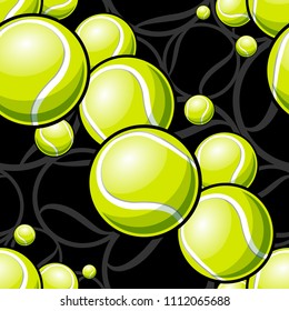 Seamless pattern with tennis ball graphics. Vector illustration. Ideal for wallpaper, packaging, fabric, textile, wrapping paper design and any kind of decoration.