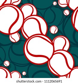 Seamless pattern with tennis ball graphics. Vector illustration. Ideal for wallpaper, packaging, fabric, textile, wrapping paper design and any kind of decoration.