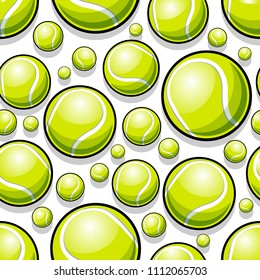 Seamless pattern with tennis ball graphics. Vector illustration. Ideal for wallpaper, packaging, fabric, textile, wrapping paper design and any kind of decoration.