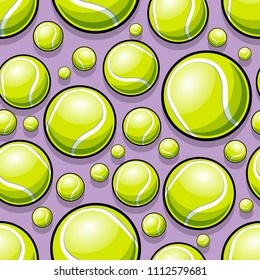 Seamless pattern with tennis ball graphics. Vector illustration. Ideal for wallpaper, packaging, fabric, textile, wrapping paper design and any kind of decoration.