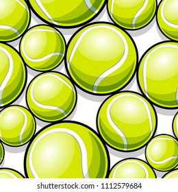 Seamless pattern with tennis ball graphics. Vector illustration. Ideal for wallpaper, packaging, fabric, textile, wrapping paper design and any kind of decoration.