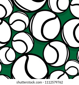 Seamless pattern with tennis ball graphics. Vector illustration. Ideal for wallpaper, packaging, fabric, textile, wrapping paper design and any kind of decoration.