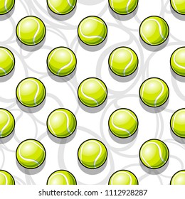 Seamless pattern with tennis ball graphics. Vector illustration. Ideal for wallpaper, packaging, fabric, textile, wrapping paper design and any kind of decoration.