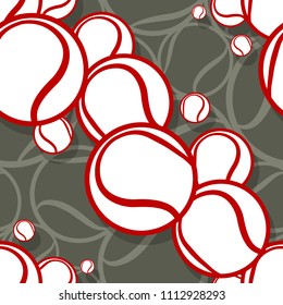 Seamless pattern with tennis ball graphics. Vector illustration. Ideal for wallpaper, packaging, fabric, textile, wrapping paper design and any kind of decoration.