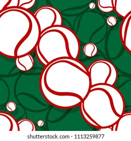Seamless pattern with tennis ball graphics. Vector illustration. Ideal for wallpaper, packaging, fabric, textile, wrapping paper design and any kind of decoration.