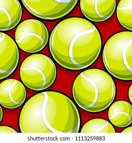 Seamless pattern with tennis ball graphics. Vector illustration. Ideal for wallpaper, packaging, fabric, textile, wrapping paper design and any kind of decoration.
